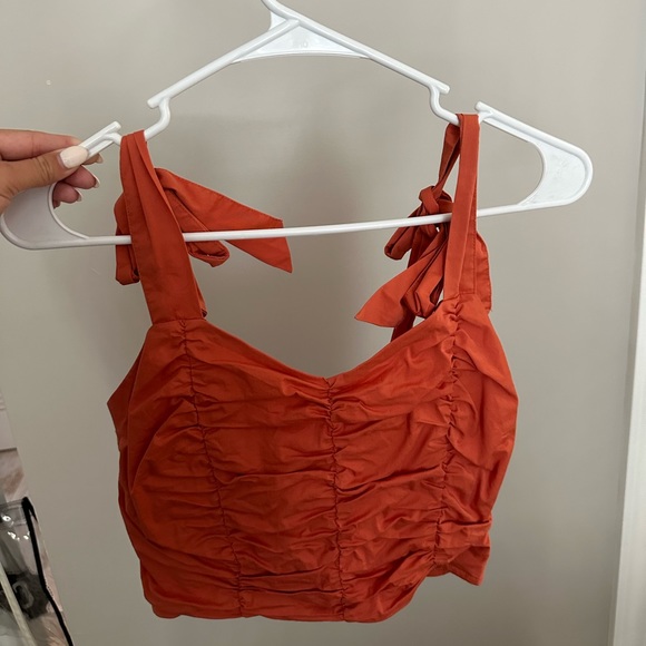 orange cute tank with strap ties - Picture 1 of 2